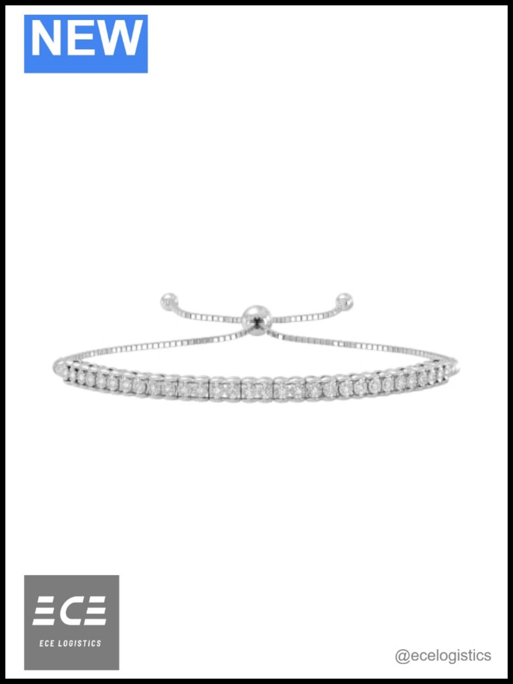 1/4 Cttw Lab Grown Diamond Bolo Bracelet in Rhodium Plated Sterling Silver